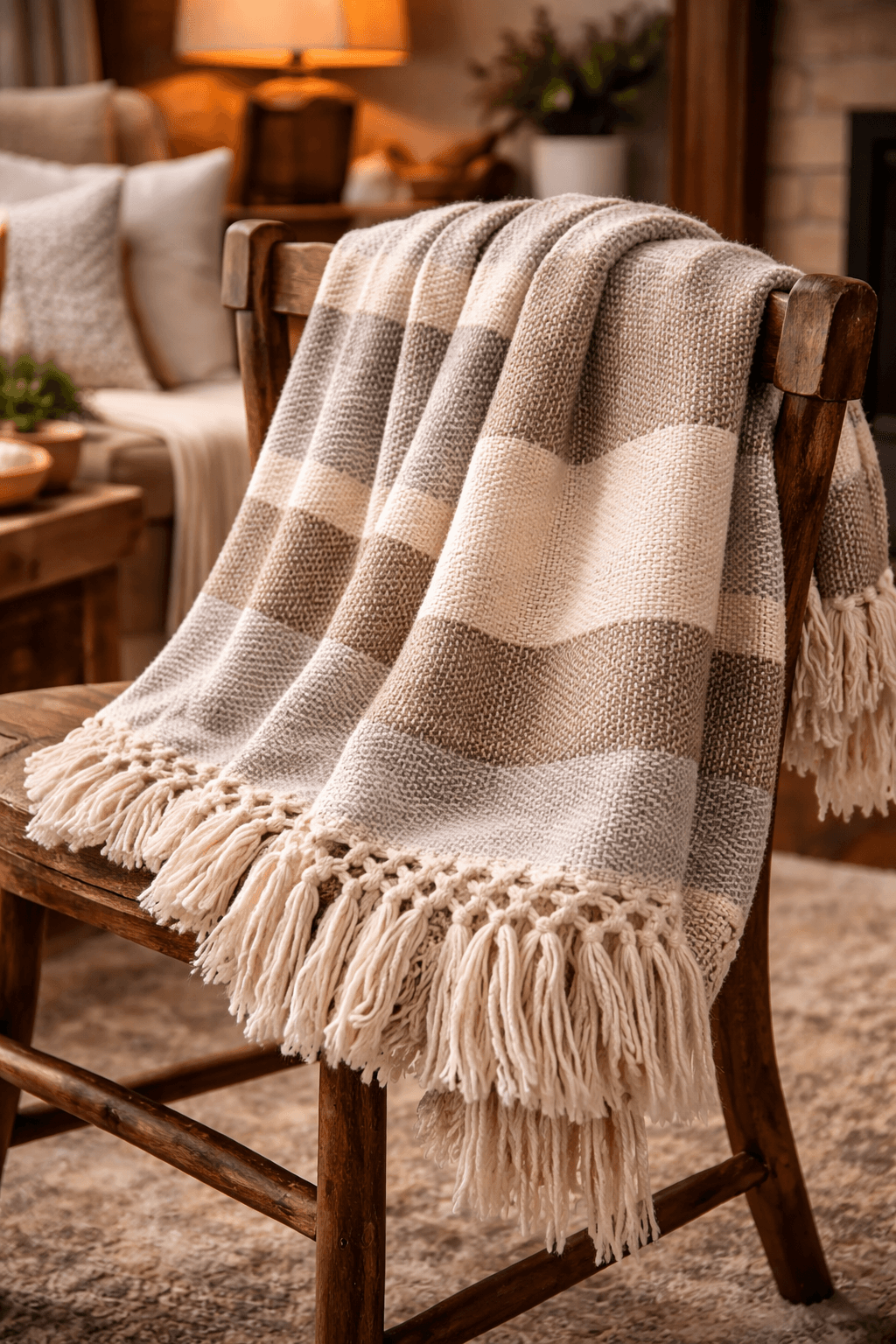 Handwoven Wool Throw Blanket – Cozy Handmade Artisan Textile
