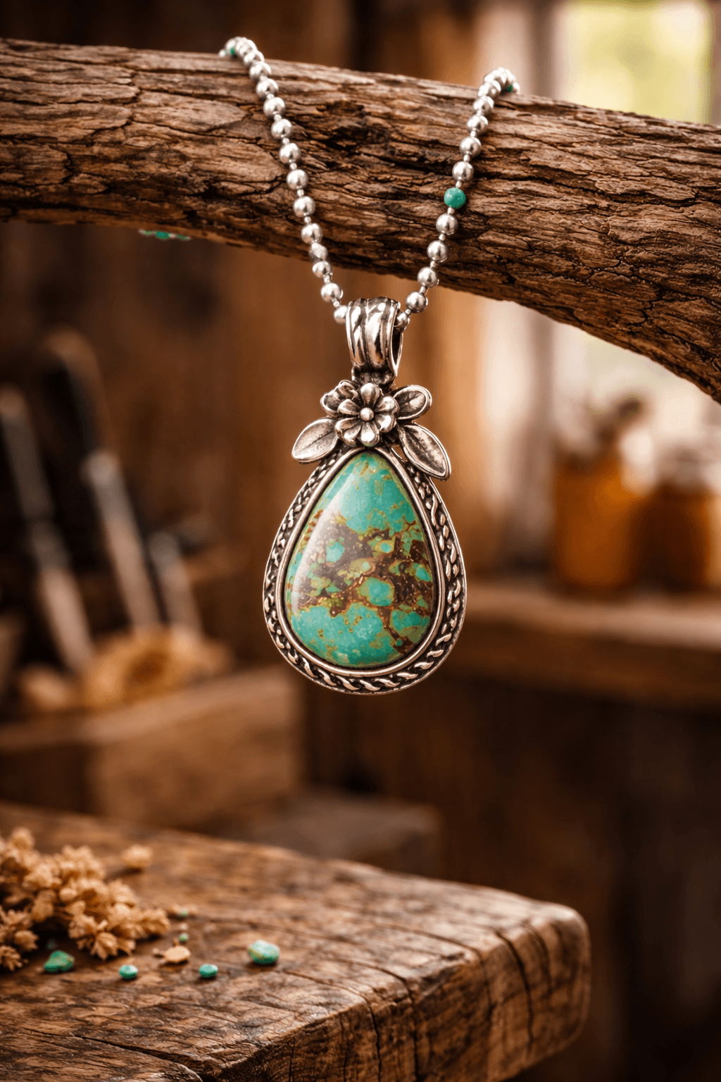 Handcrafted Turquoise Pendant Necklace – Sterling Silver Artisan Jewelry